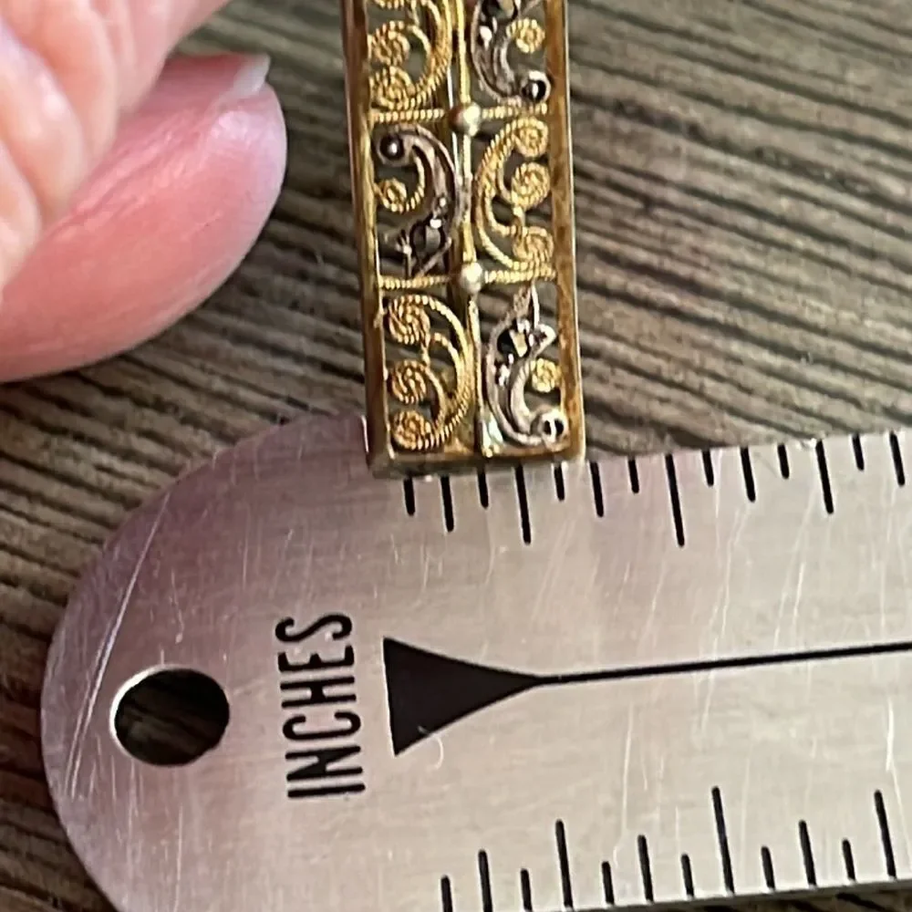 Vintage Alice Caviness Sterling and Marcasite Filigree Bar Pin